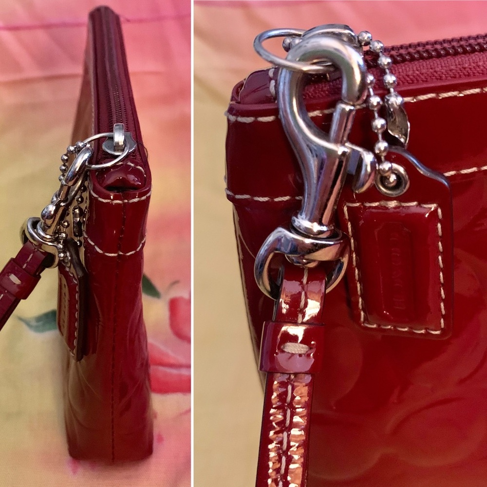 Coach Oxblood Patent Leather Vintage Wristlet - Picture 4 of 6